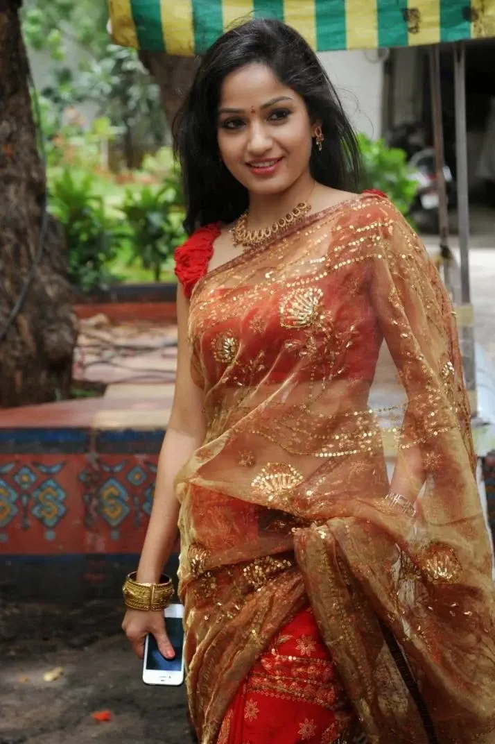 MADHAVI LATHA IMAGES IN TRADITIONAL RED SAREE 6